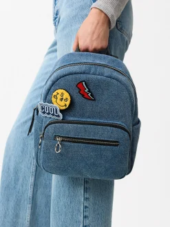 Parfois Mochilas*Mochila Denim Pins Amovíveis | Azul