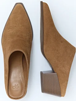 Parfois Pele|Sapatos de Salto Alto*Mules De Pele Salto Alto | Bege