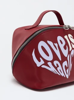 Parfois Bolsas Multiusos|Nylon*Necessaire Efeito Nylon Love | Vermelho