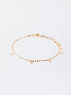 Parfois Bijuteria Delicada|Pulseiras*Pulseira Com Zircónias Love | Dourado