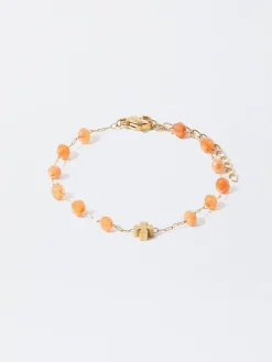 Parfois Aço inoxidável*Pulseira De Aço Com Pedras | Laranja