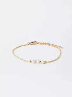Parfois Pulseiras|Bijuteria Delicada*Pulseira Dourada Com Pérolas | Dourado