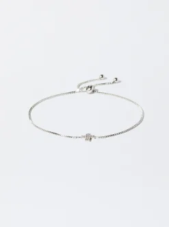 Parfois Pulseiras|Bijuteria Delicada*Pulseira Prateada Com Zircónias E Cruz | Prateado
