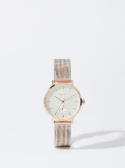 Parfois Relógios Dourado Rosa*Relógio Aço Bracelete De Malha Metálica | Prateado
