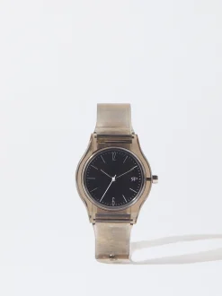 Parfois Relógios Prateados*Relógio Bracelete De Silicone | Preto