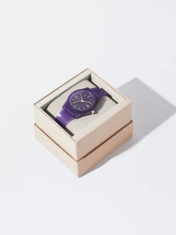 Parfois Relógios Prateados*Relógio Bracelete De Silicone Preto | Roxo