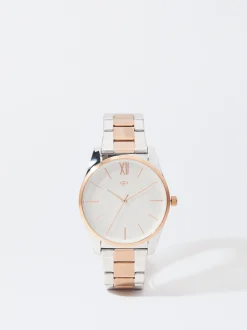 Parfois Relógios Dourado Rosa*Relógio Com Bracelete De Aço Bicolor | Multicor