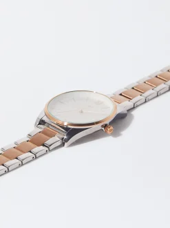 Parfois Relógios Dourado Rosa*Relógio Com Bracelete De Aço Bicolor | Multicor