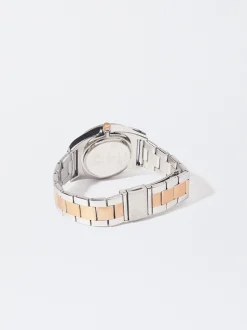 Parfois Relógios Dourado Rosa*Relógio Com Bracelete De Aço Bicolor | Multicor
