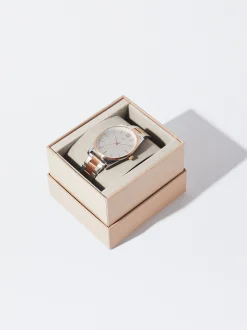 Parfois Relógios Dourado Rosa*Relógio Com Bracelete De Aço Bicolor | Multicor