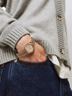 Parfois Relógios Dourado Rosa*Relógio Com Bracelete De Aço Personalizável Dourado | Multicor