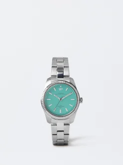 Parfois Relógios Prateados*Relógio Com Bracelete De Aço | Verde