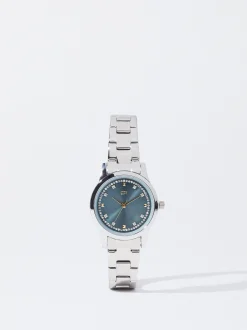 Parfois Relógios Prateados*Relógio Com Bracelete De Aço | Azul