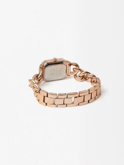 Parfois Relógios Dourado Rosa*Relógio Com Bracelete De Elos Personalizável | Dourado Rosa