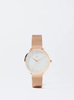 Parfois Relógios Dourado Rosa*Relógio De Aço Bracelete De Malha Metálica | Dourado Rosa
