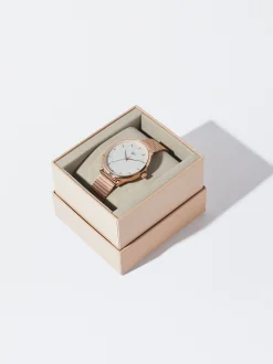 Parfois Relógios Dourado Rosa*Relógio De Aço Bracelete De Malha Metálica | Dourado Rosa