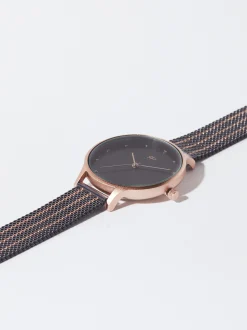 Parfois Relógios Dourado Rosa*Relógio De Aço Bracelete De Malha Metálica | Preto