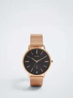 Parfois Relógios Dourado Rosa*Relógio De Aço Malha Metálica Dourado | Dourado Rosa