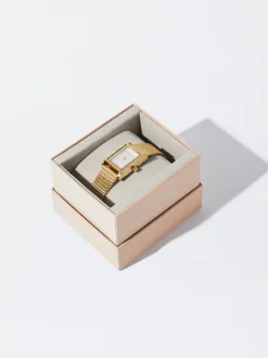 Parfois Relógios Dourados*Relógio De Aço Mostrador Com Strass | Dourado