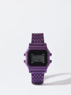 Parfois Relógios Digitais*Relógio Digital Correia Malha Metálica Verde | Roxo