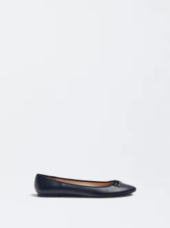 Parfois Sapatos Rasos|Sabrinas*Sabrinas Com Laço Preto | Azul Marinho