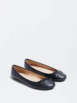 Parfois Sapatos Rasos|Sabrinas*Sabrinas Com Laço Preto | Azul Marinho