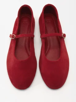 Parfois Sapatos Rasos|Sabrinas*Sabrinas Em Pele Croute Bege | Vermelho