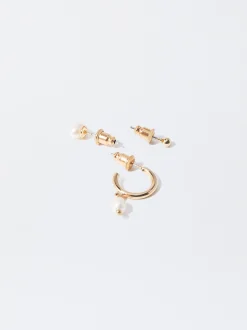 Parfois Bijuteria Delicada|Sets de Bijuteria*Set De Brincos Com Pérola De Água Doce | Dourado
