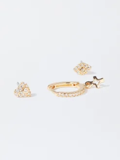 Parfois Sets de Bijuteria|Brincos*Set De Brincos Com Zircónias | Dourado