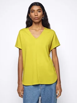 Parfois Básicos|Tops e T-shirts*T-Shirt Básica Decote Em Bico Preto | Amarelo