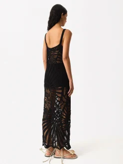 Parfois Malha|Vestidos*Vestido Comprido Crochet | Preto